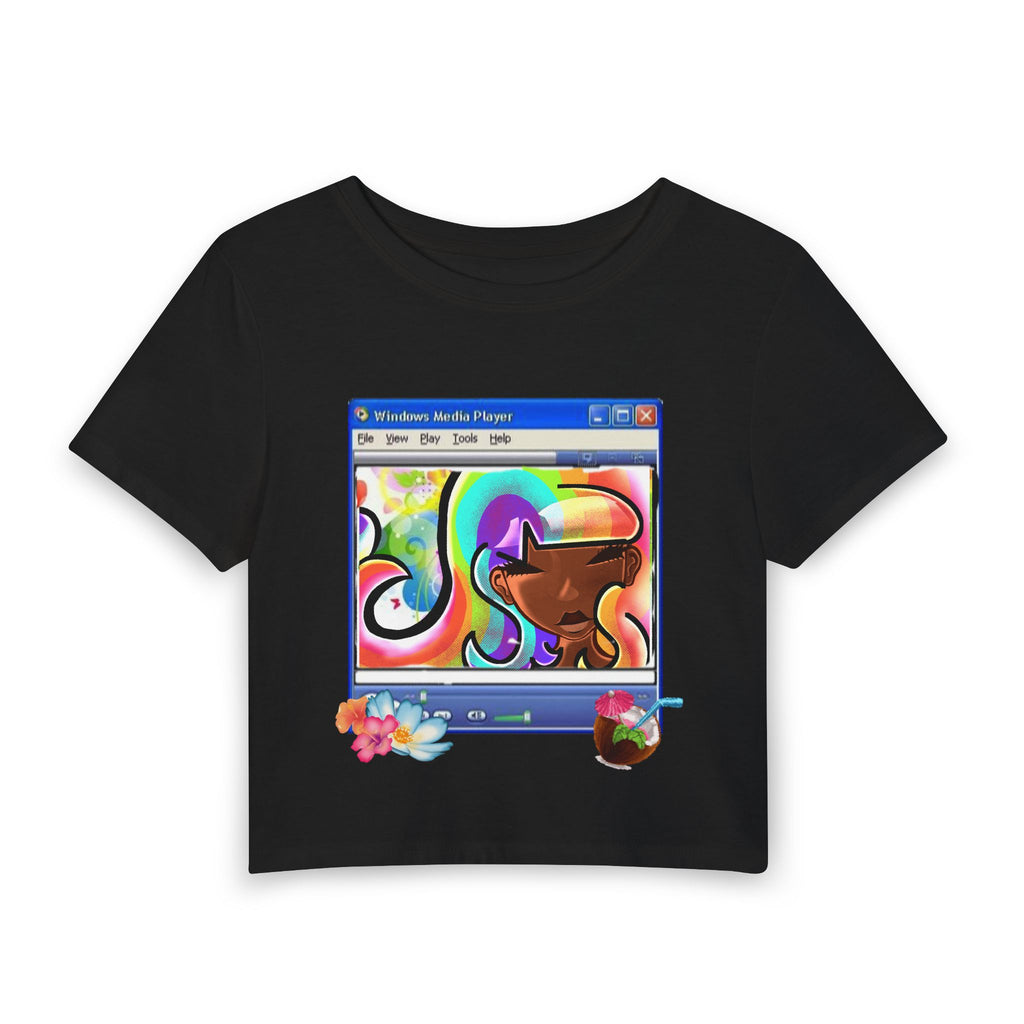 Retro Windows Media Art Tee — Colorful Vaporwave Cowgirl Graphic Baby T-Shirt