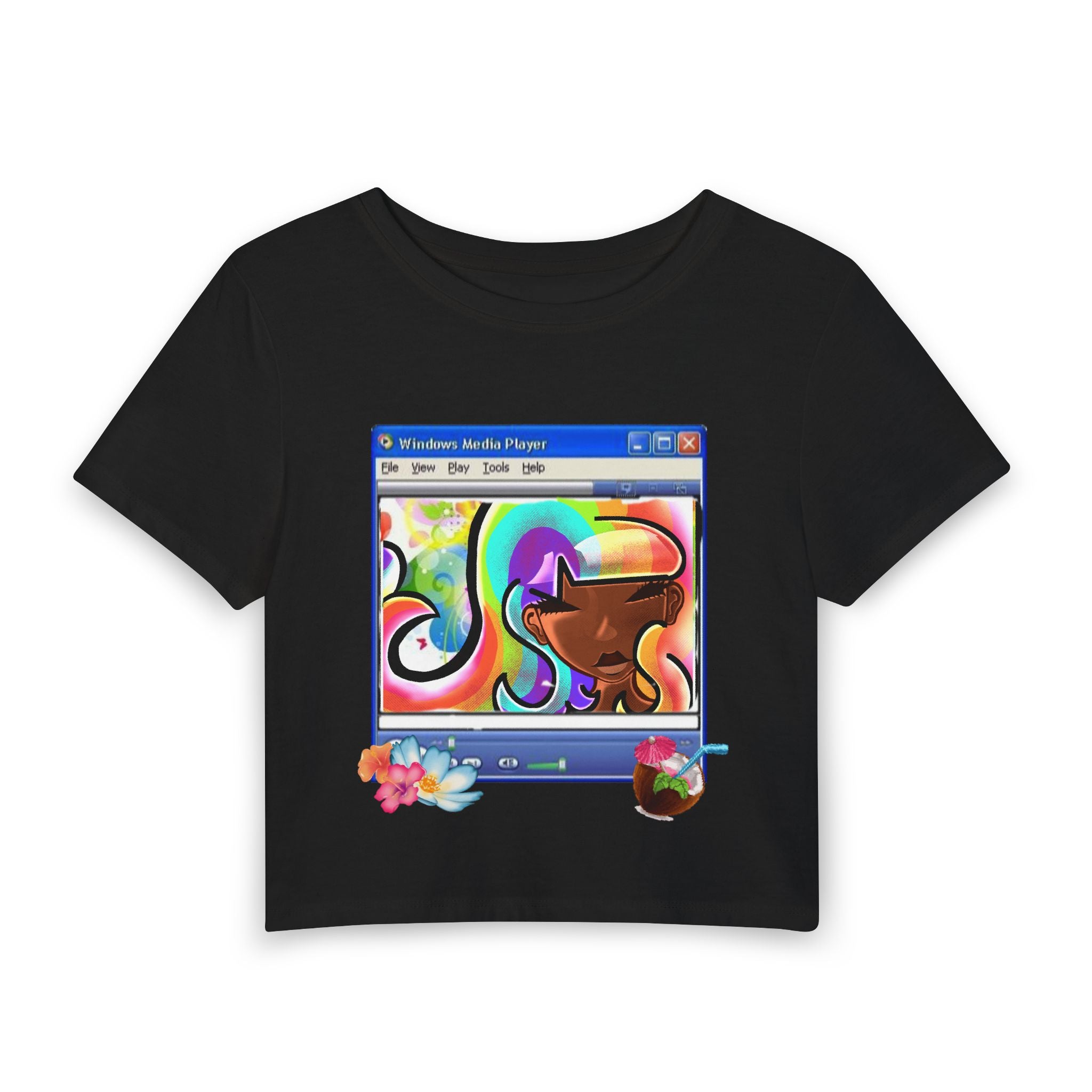 Retro Windows Media Art Tee — Colorful Vaporwave Cowgirl Graphic Baby T-Shirt