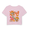 Daisy Lovers Women's Baby Tee — Cute Retro Orange Floral Monkey & Butterfly Graphic