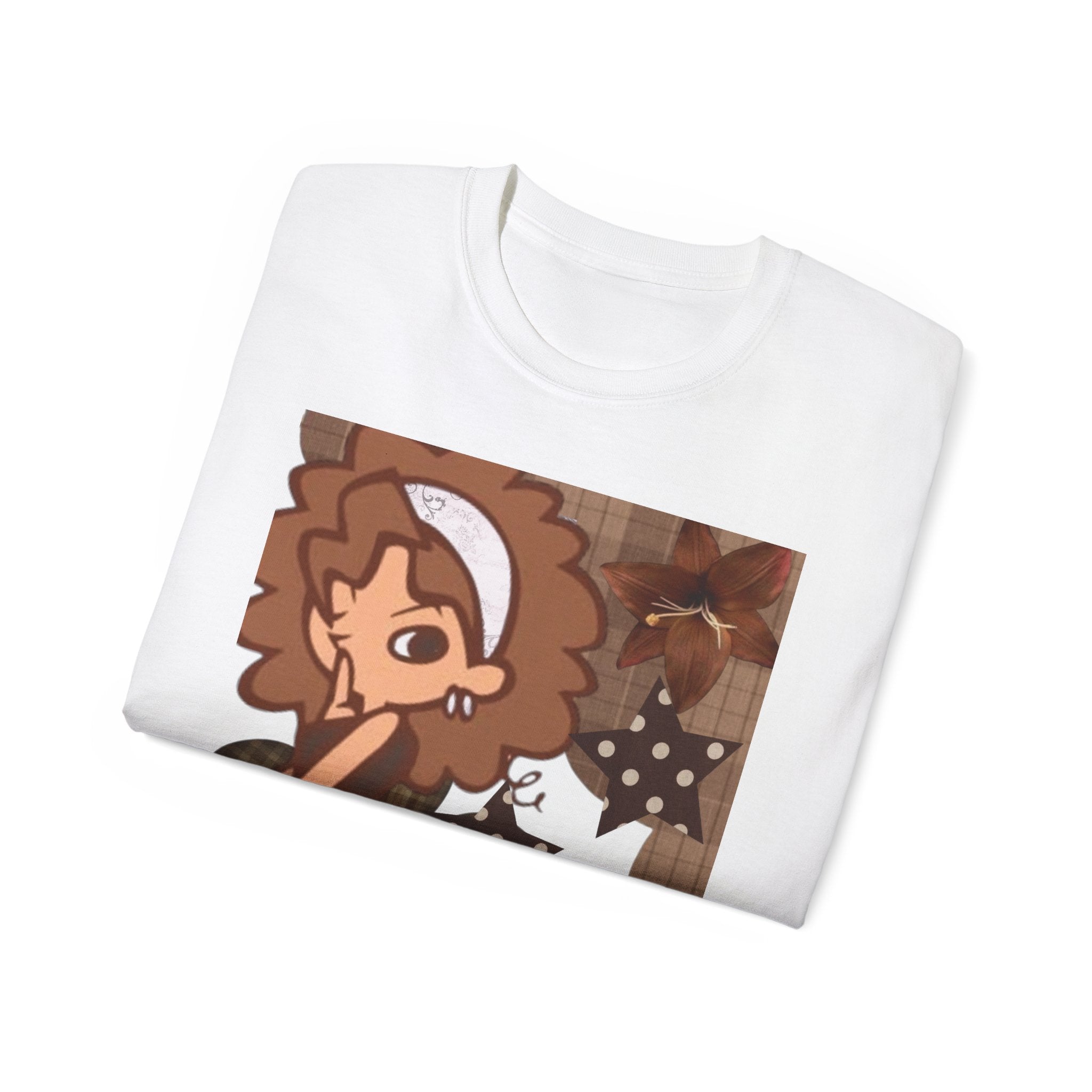 Brown Aesthetic Girl Graphic Tee — Cute Cartoon Bear Fall Vibes Shirt