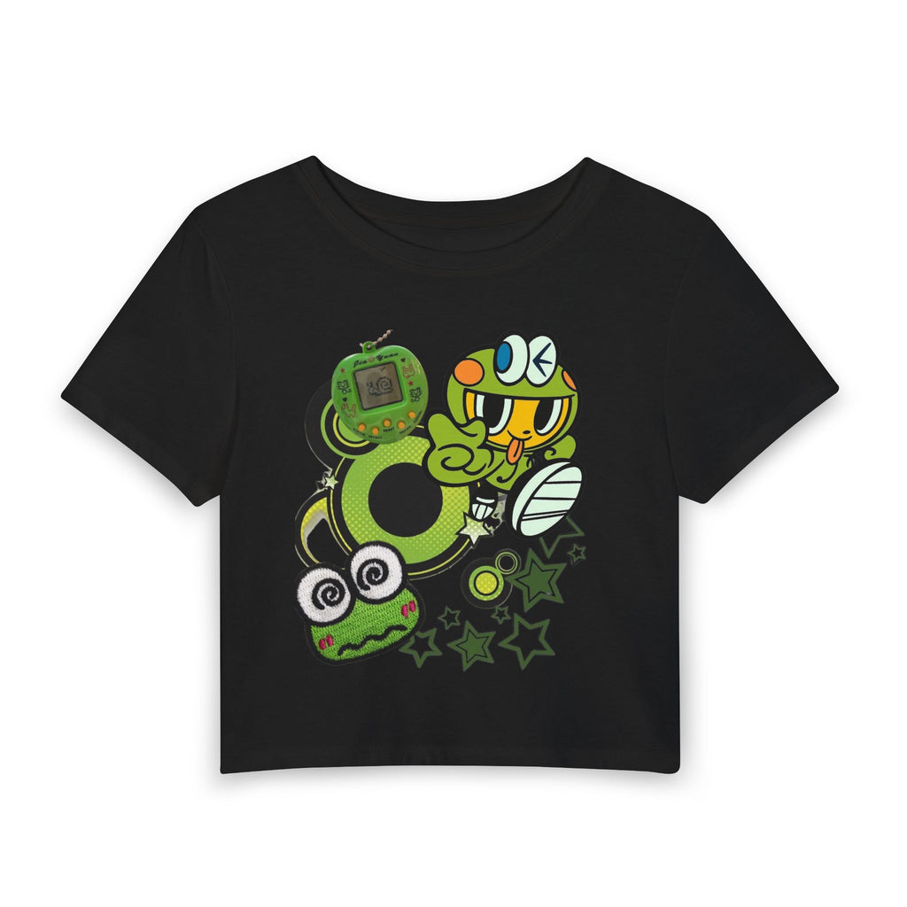 Frog Tamagotchi Graphic Baby Tee — Retro 90s Gamer Vibe