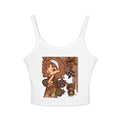 Cute Brown Aesthetic Character Tank Top — Kawaii Girl & Teddy Graphic