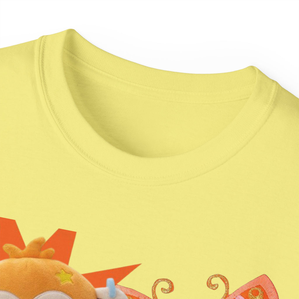 Cute Orange Monkey Graphic Tee — "Daisy Lovers" Floral Cartoon T-Shirt